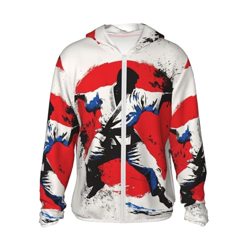 UPF 50+ Sun Protection Hoodie Long Sleeve Taekwondo Design Sun Shirt Rash Guard Fishing Shirts for Men