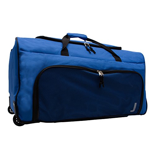 Jetstream Heavy Duty Large Sports Gym Equipment Travel Wheeled Roller Duffel Bag 28 Inch (Blue)