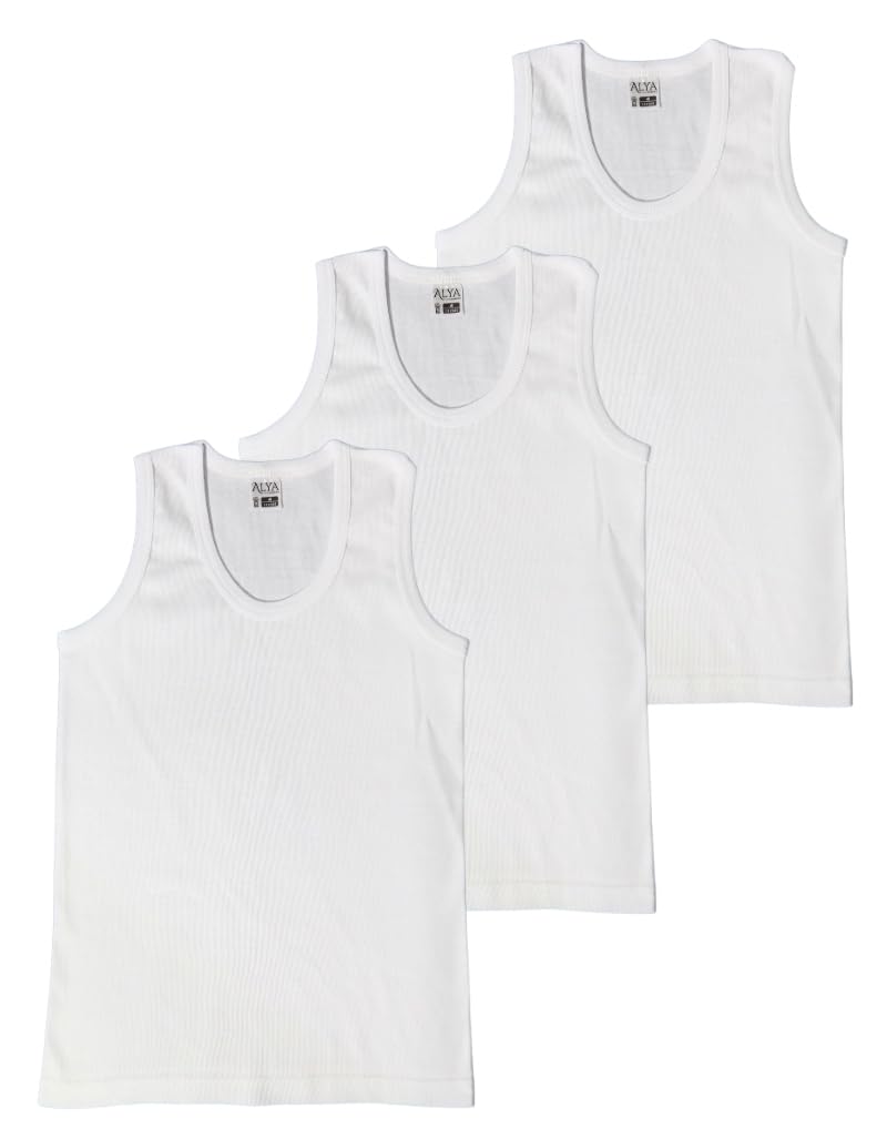 ALYA UNDERWEAR Lot De 3 Débardeurs Côtelés 100% Coton Pour Garçon - Tank Top