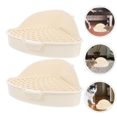 Arenero triangular para conejos LALADEFIEE contenedor higiénico de plástico blanco pack de 2 8