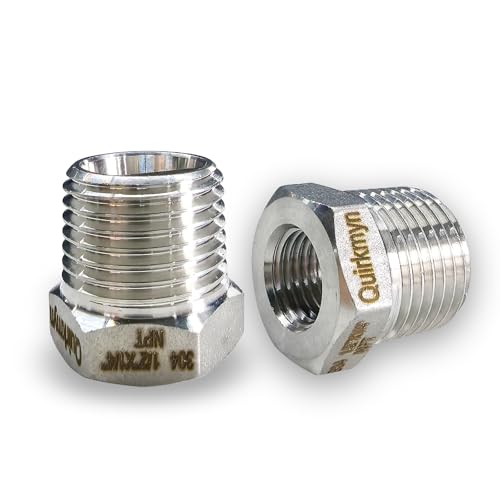 Image of 2 Pcs Stainless Steel Bushing 1 /2 inch Male to 1 /4 inch Female, 1 /2 inch to 1 /4 inch NPT Adapter Hex Reducing Pipe Adapter Fitting Stainless Steel Fitting Pipe Hose Tube Adapter Convert