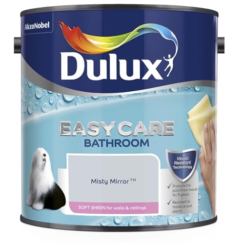 Misty Mirror Dulux Easycare Bathroom Soft Sheen Paint 2.5L – Moisture & Steam Resistant, Mould Protection, Washable Durable Finish for Bathroom Walls & Ceilings