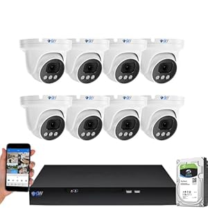 GW Security 8 Channel NVR UltraHD 4K Face Recognition NDAA & TAA Compliant Security Camera System with 8 x 8MP @25FPS Outdoor & Indoor PoE Turret Cameras, 10 Smart AI Functions