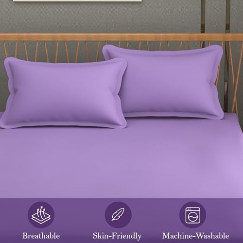 Drap de lit de qualité supérieure en microfibre violette avec ses taies d'oreiller