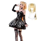 Misa Amane Cosplay Leather Dress Outfit with Misa Wig Halloween Costume Suit