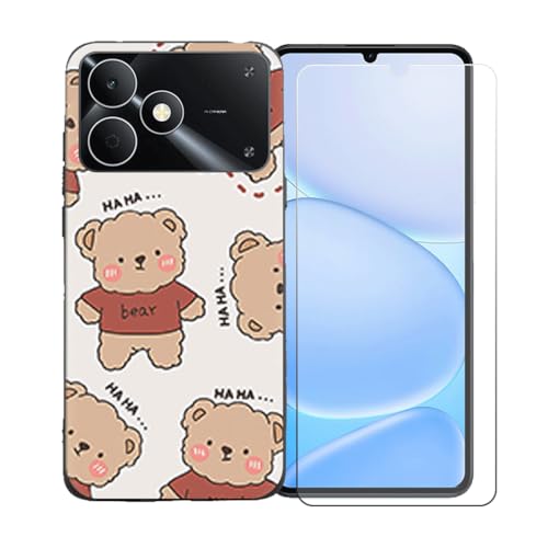 CongJiaLingXi�P�[�X�K�p �� Realme Note 80 (6.74") �K�p �� �d�����ꂽ�K���X�X�N���[���v���e�N�^�[�A�_�炩���V���R�[���V�F���o���p�[�h�Ռ�TPU�ی�J�o�[�������,LLM48