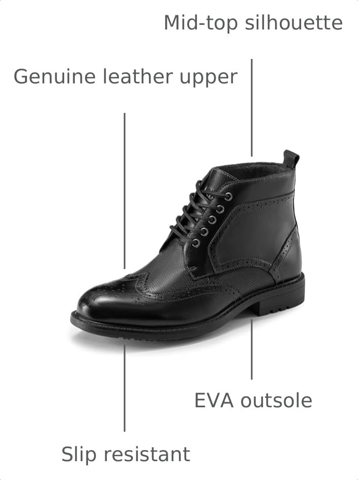 Image of Arkbird Mens Dress Boots Genuine Leather Cap Toe Ankle Boot with Side Zipper for Casual Business Formal Wear