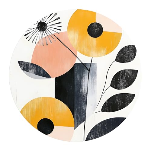 DEQORI Carta da parati rotonda autoadesiva Ø 80 cm | motivo struttura incontra la natura | tela tessile – staccabile, decorativa e indeformabile – per soggiorno, ufficio, corridoio o cameretta dei