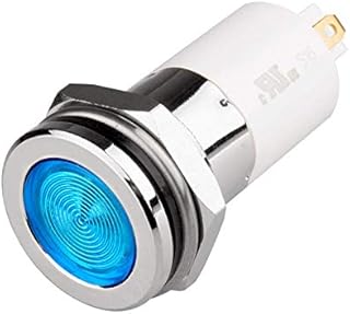 H16F-03B, High Intensity LED Indicator, 16mm Panel Hole, Flat Head Type, Blue, 3V DC