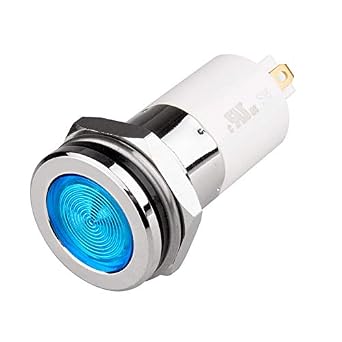 H16F-10B, High Intensity LED Indicator, 16mm Panel Hole, Flat Head Type, Blue, 110V AC