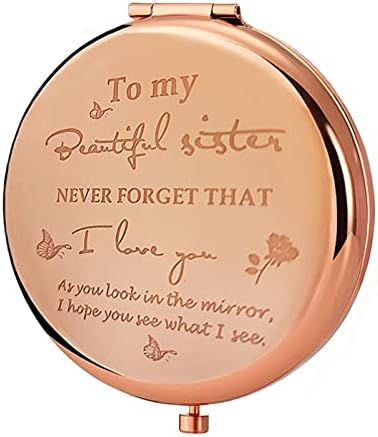 New prominent Friend Mirror Compact to My Sisters Frosted Compact Mirror from Sister Brother Friend Classmate Valentines Day Graduation Thanksgiving for Her Birthday Gifts for Sisters