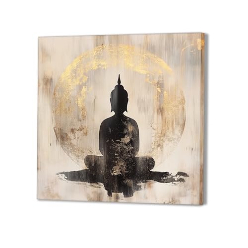 Image of PAINTINGMANTRA Buddha Painting for Living Room, Minimalist Buddha wall Art Painting for living room, Bedroom, office and Religious Home, Canvas, 22x22 Inch