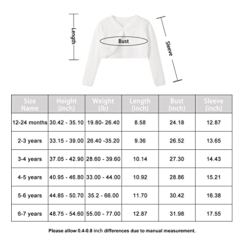 Pureborn Baby Toddler Girls Cardigan Little Girl's Long Sleeve Bolero Shrug Cover Up 2T White #TOP5