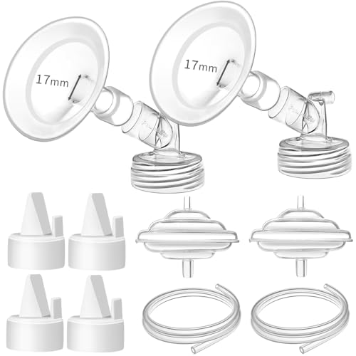 Image of PumpMom-us 17mm Pump Parts for Spectra S2 S1 9 Plus Breast Pump Flanges, 17 mm Flange Backflow Protector Tubing Duckbill Valves, Not Original Spectra Pump Parts