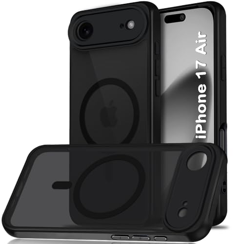 Image of TheGiftKart for iPhone 17 Air Case, Matte Frosted Hard Back Cover Compatible with MagSafe, Hybrid Shockproof iPhone 17 Air Cover with Camera & Screen Protection (PC & TPU, Translucent Black)