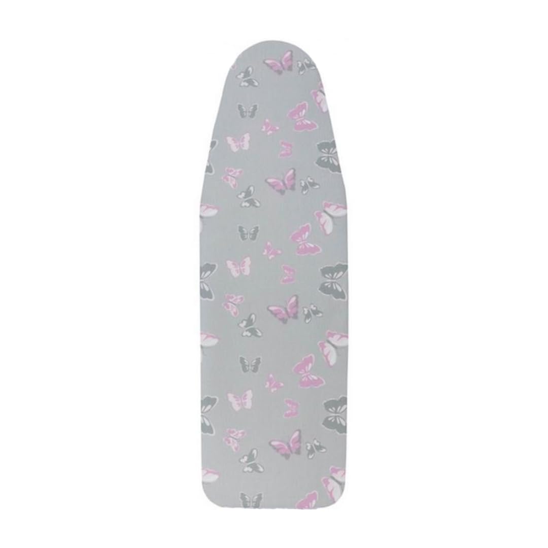 DURA HOME Premium Ironing Board Cover – 2 sizes, 100% Cotton + 3 mm Foam Pad – Heat-Reflective, with Adjustable Drawstring Fastener (Butterfly, L (148x52 cm))
