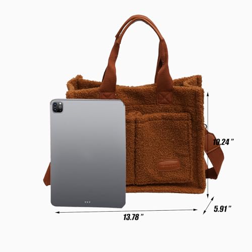 Image of Cherry Tote Bag for Women Canvas Patched Purse Cute Shoulder Bag Multi-Pocket Satchel Handbag for work travel