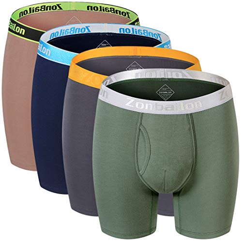 ZONBAILON Mens Underwear Big and Tall Bamboo Viscose Boxer Briefs, Underpants Men (OG/DB/Grey/Brown 4-pack, 3xl)