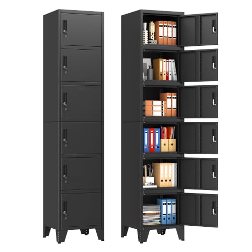Image of 6 Tier Metal Storage Locker, 70.86 inch Narrow Vertical Steel File Cabinet