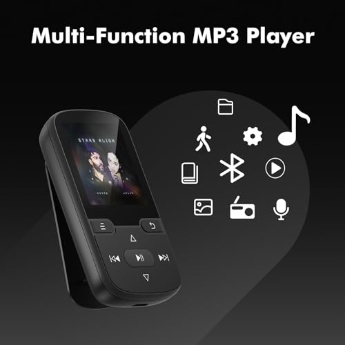 Image of 64GB MP3 Player with Bluetooth 5.3 and Clip, Portable HiFi Sports Music Player for Kids (28g), FM Radio, Pedometer, Voice Recorder, Shuffle & Repeat, TF Card Expansion up to 128GB(Black)