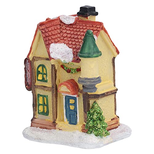 Topyond - Topyond Weihnachtsdorf-Sammelgebäude, weihnachtliches Polyresin-Haus, Dorfszene mit LED-Warmlicht, batteriebetrieben, für Zuhause, Tischdekoration, Ornamente, Geschenke