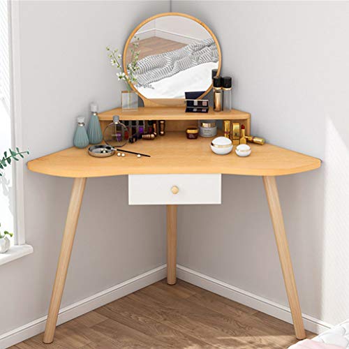 Preisvergleich Produktbild LYJBD - Barstools Eckschminktische, rahmenloser Spiegelschminktisch mit Schubladen Sofatisch mit gepolstertem Hocker für Wohnzimmer, Schlafzimmer, Balkon