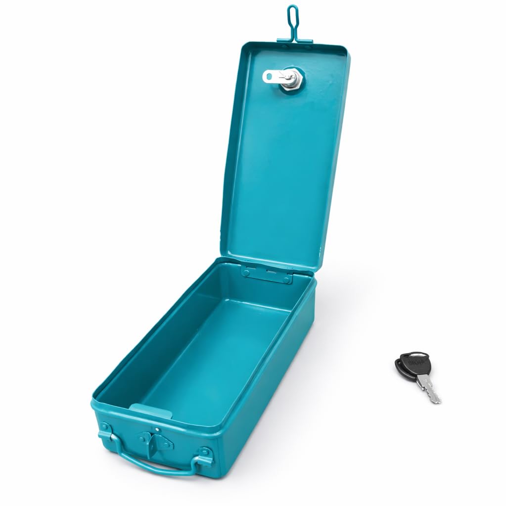 Jayco Aluminium Bank Locker Box/Jewellery and Cash Storage Box with Lock - 12" Long (Green) 2