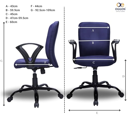 Image of Office Chair with Lumbar Support & Adjustable Height | Swivel Computer Chair with Cushioned Seat, Smooth Wheels & Comfortable Back Support for Home Office & Study (Color 1)