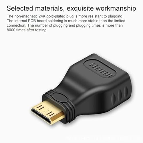 Image of Mini HDMI Adapter Mini HDMI Adapter, HDMI Female to HDMI Male Connector Converter for Cameras, Cam Recorders, Tablet Gaming, Graphic Card Console. Black.