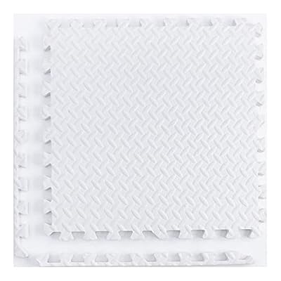 Bedroom Tile Interlocking Foam Puzzle Floor Tile, 12 Pieces EVA Soft Floor Mats Soft, Thick, Non-Slip, High Elasticity, Free Splicing, Suitable for Indoor Workout(12"x12"),White