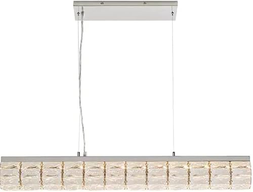 HDC Keighley - Lámpara LED integrada de isla cromada de 36 pulgadas con pantalla de cristal