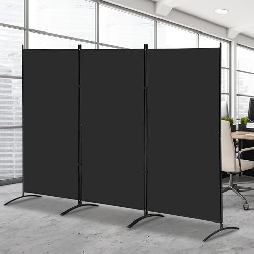 SUPER DEAL Room Divider, 6 Ft Folding Privacy Screens, 3 Panel Portable Room Partition Separator with Wide Metal Stands Freestanding Temporary Wall for Home, Office, Bedroom, 101