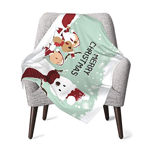 DADABULIU ブランケット ひざ掛け ベビー 毛布 クリスマス スノーマン 英文 鹿 雪 厚手 軽い ふわふわ ポリエステル シングル 着る 76cm × 100p 赤ちゃん 暖かい おしゃれ かわいい 通気性 保育園 お昼寝 出産祝い