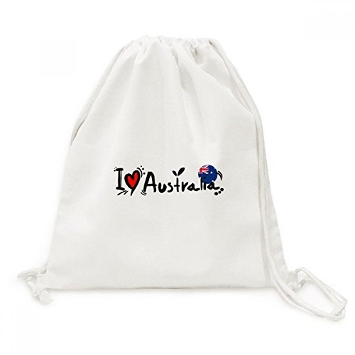 Sac à cordon en toile avec motif cœur drapeau Australie pour voyage