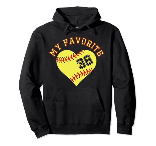 Softball Player 36 Jersey Outfit No #36 Sports Fan Pullover Hoodie, Black