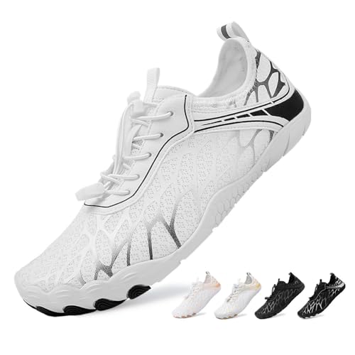 Zapatillas Barefoot Mujer Ligera Zapatos Minimalistas Hombre Secado Rápido Zapatos de Deportes Acuaticos Negro Blanco 37EU