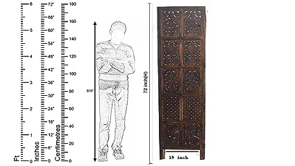 Image of Classic Wood and Craft Wooden Room Divider Partition for Living Room, Privacy Partition, Partition Wall, Divider for Makeup Studio /Office (5 Panels - Mix Frame Design)