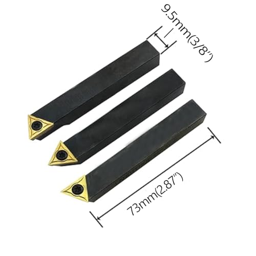 Image of 3pcs 3 /8inch Indexable Carbide Lathe Turning Tool Holder Metal Lathe Cutting Tools withTCMT110204 TCMT21.51 Carbide Inserts Repalcement Carbide Turning Inserts for Steel Cutting
