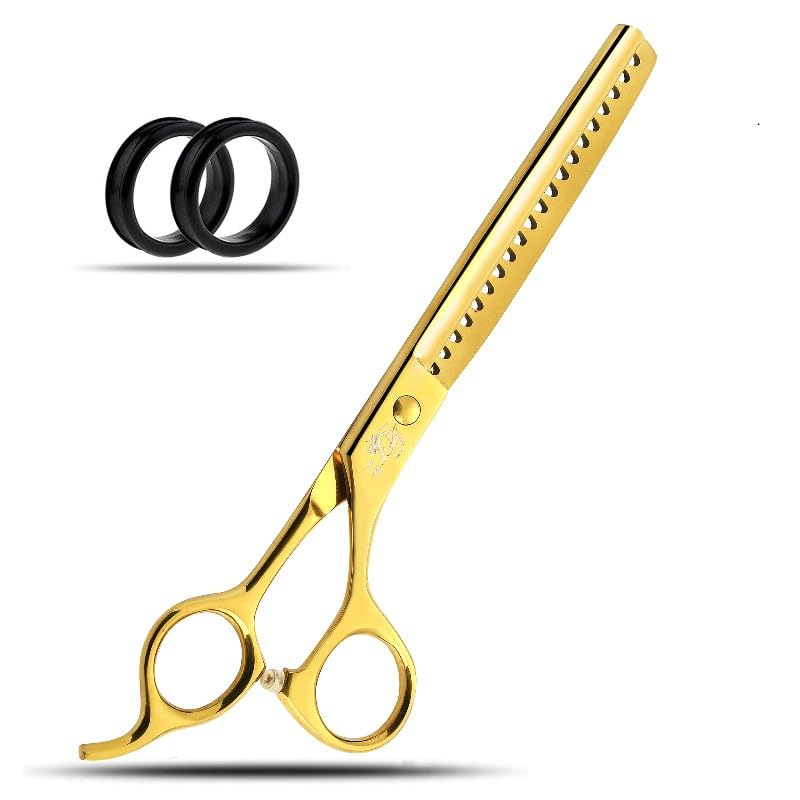 Wishbeauty 7.5-Inch Professional Pet Grooming Scissors - 440C Japanese Steel Shears (Gold, Chunker)