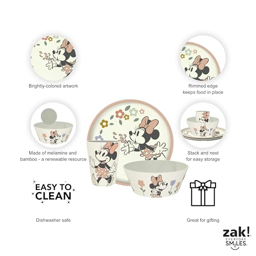 Image of Zak Designs Minnie Mouse Kids Dinnerware Plate, Bowl & Tumbler, 3-Piece Set