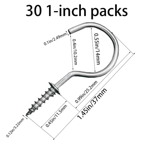 Xiaozhenjida 30 PCS 2.8 INCH CEILING HOOKS Screw-In Hooks Cup Hooks Carbon Steel Screw-In Ceiling Hooks Screw In Wall Hooks thumb #1