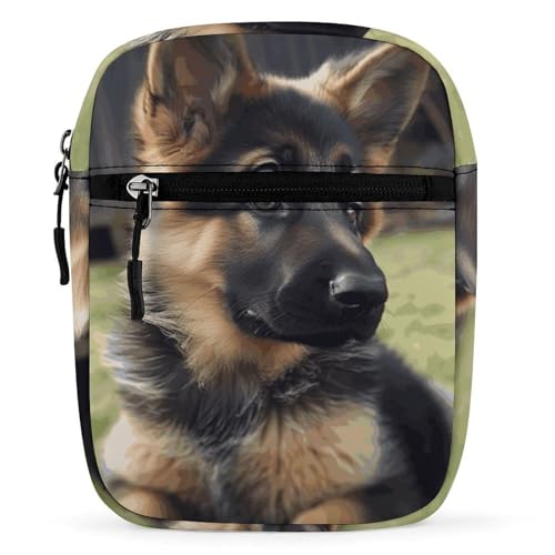 Personalized Small Crossbody Bag Water Resistant Messenger Bags Mini German Shepherd Puppy Printing SlingBag For Men Women