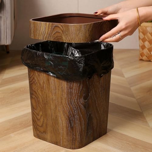 Cubo de basura de plástico de gran capacidad con diseño retro para hogar 6