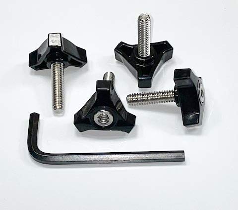 1/4"-20 x 1" Three Prong Clamping Thumb Screw Stainless Steel Standard Coarse Plastic Knob Thumbscrew Stud 1" - Built in USA - Pack of (4)