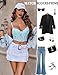 Avidlove Lace Bralette for Women V Neck Lingerie with Underwired Adjustable Strap Crop Top Light Blue