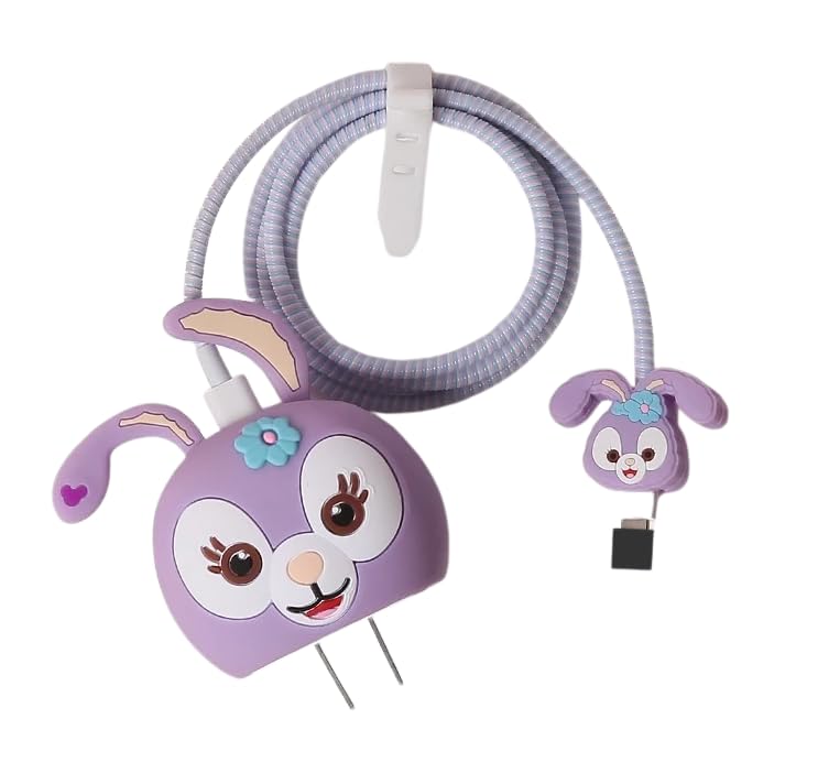 Image of Compatible with iPhone Charger Case Cover, Rabbit, Silicone, Funny Cartoon Character