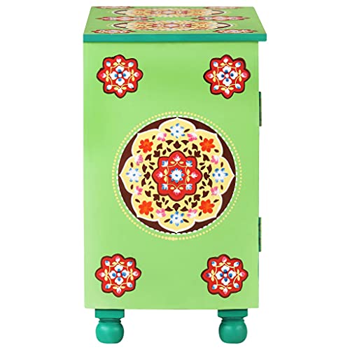 Inlife Hand Painted Sideboard Multicolor 27.6"X13.8"X23.6" Solid Mango Wood #TOP5