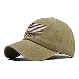 Washed American Flag Baseball Cap Retro Adjustable Sun Dad Gift Hats for Men Women Fashion Trucker Cap Unisex Khaki