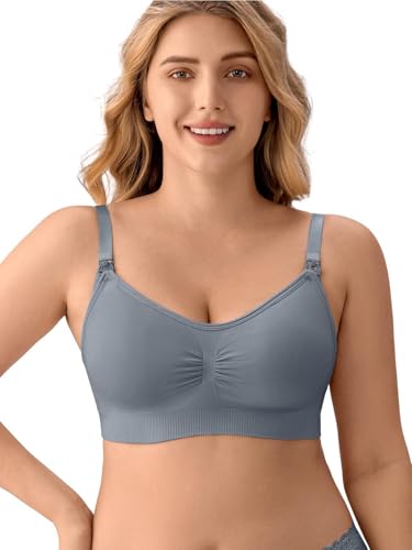 Image of Angelhood Nursing Bra 5 Pack Womens Maternity Breastfeeding Seamless Wireless Sleep Bra with Extenders