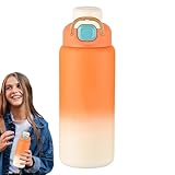 Mango para botella de agua con pajita, pajita con aislamiento | Taza de agua deportiva con tapa abierta para hombres | Botella para beber con aislamiento doble de gran capacidad a prueba de fugas para